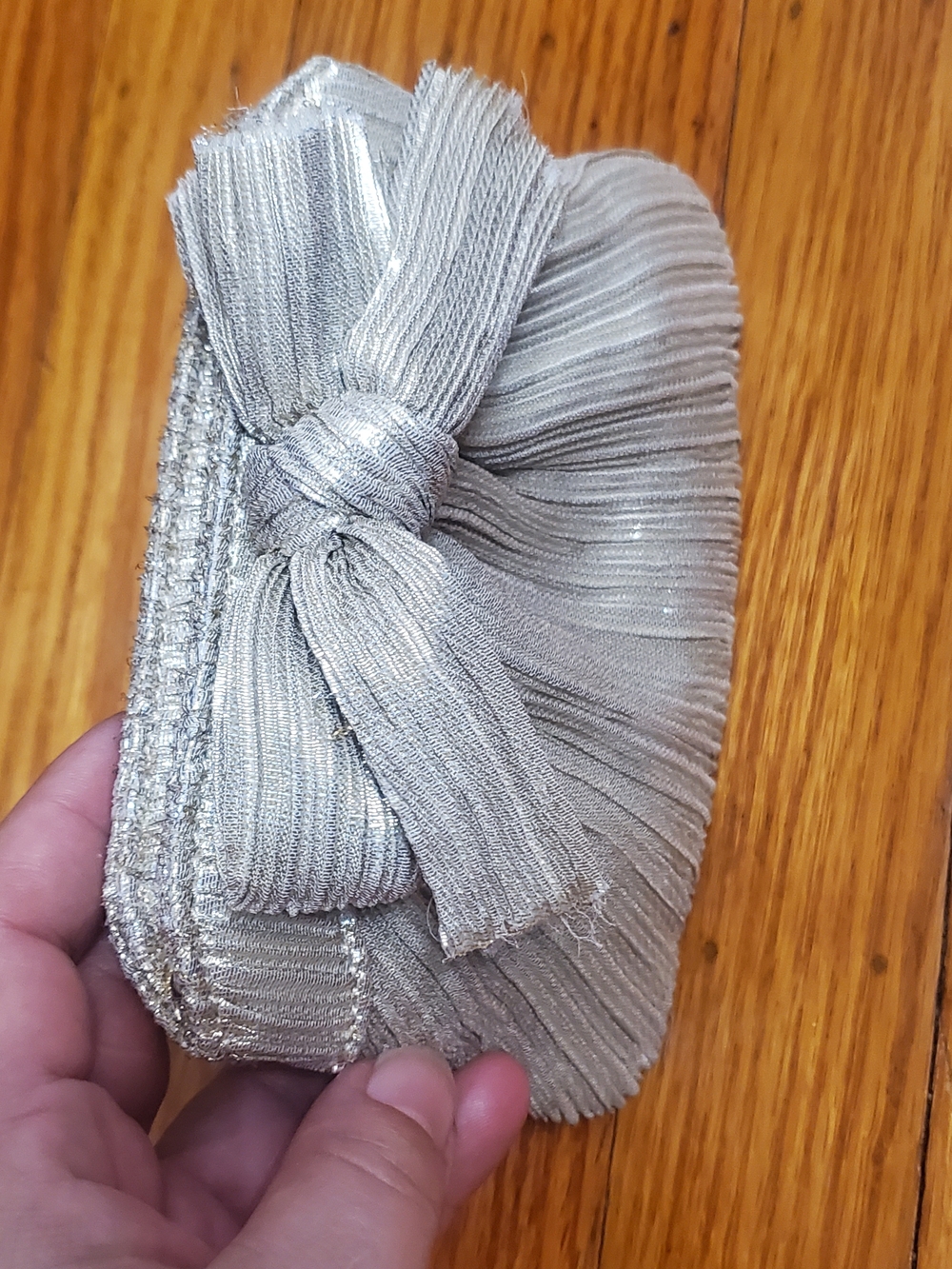 Loeffler Randall Metallic Silver Pleated Clutch